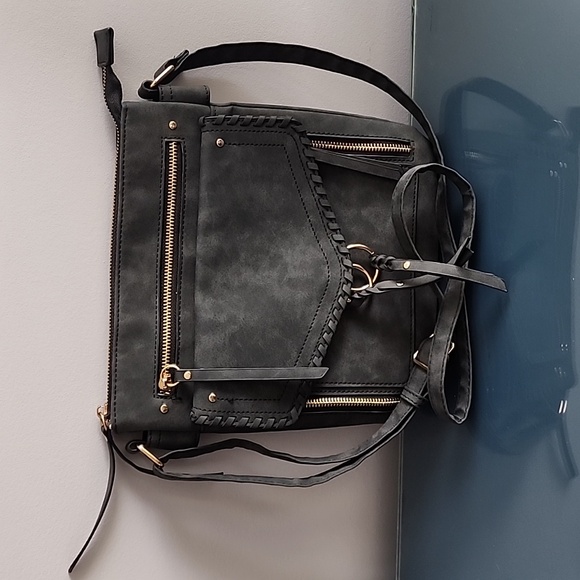 Grey faux leather cross body purse - Picture 1 of 6